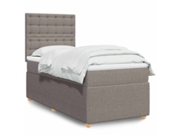 Vidaxl Cama Com Molas/colchão 100x200 Cm Tecido Cinza-acastanhado