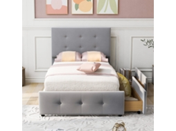 Beliche 90x200cm com led, escrivaninha, armário, prateleiras, escada com compartimentos, sem colchão branco KOMHTOM