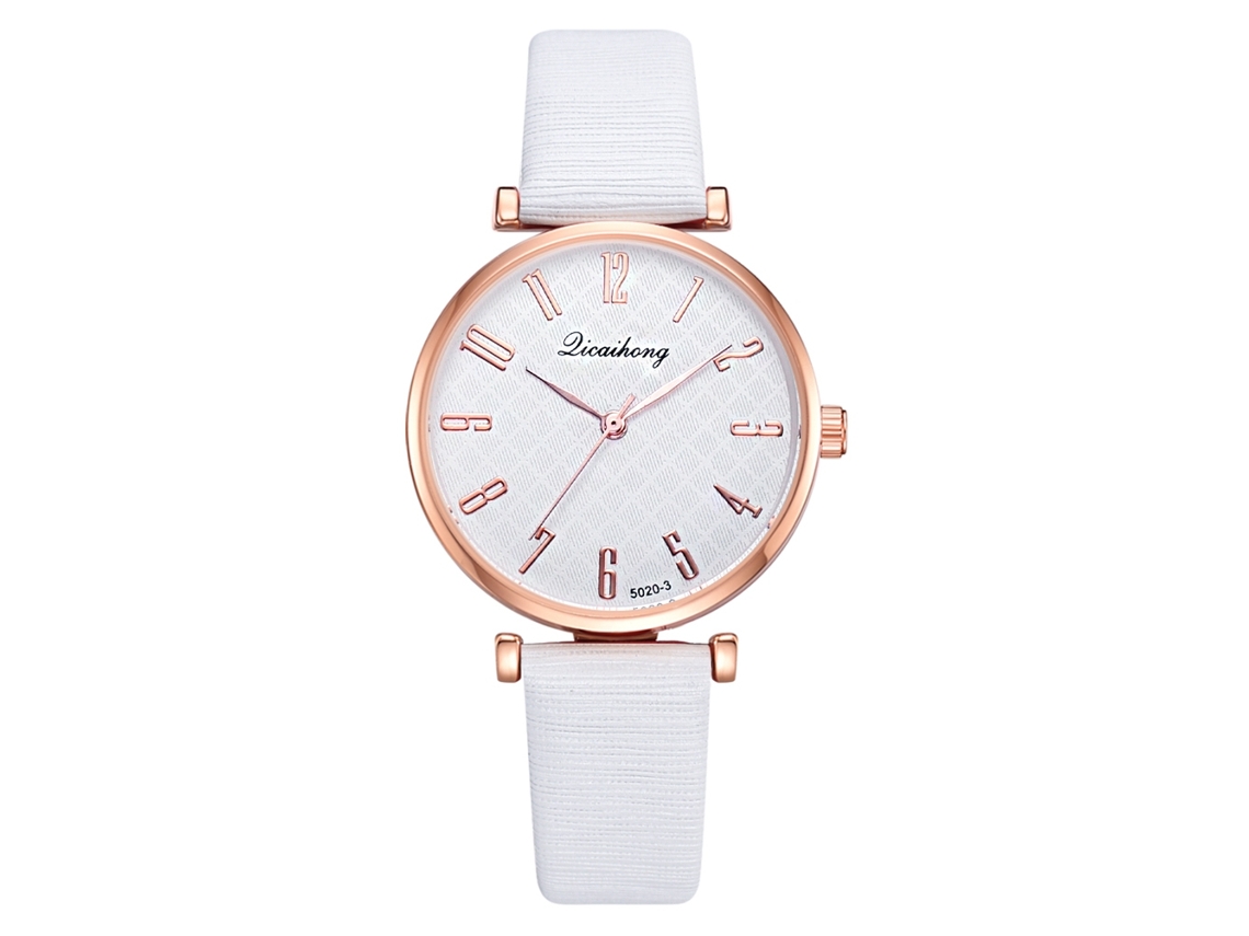 Relógio de Pulso Feminino Casual de Quartzo com Pulseira Pu Delicado Prata
