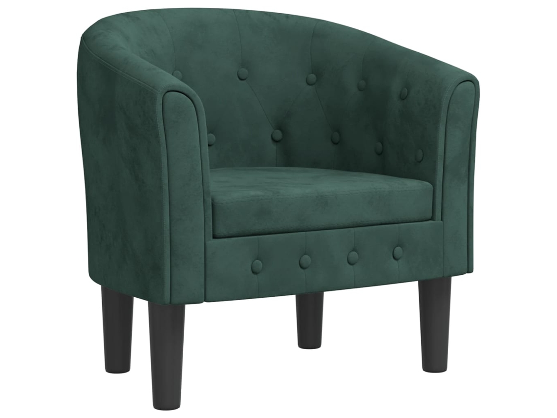 Poltrona veludo VIDAXL verde-escuro