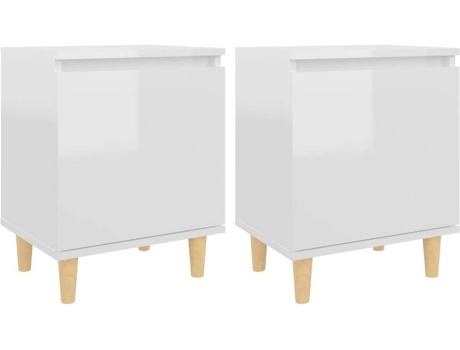 2 Mesas de Cabeceira VIDAXL  (Aglomerado - Branco - 40x30x50 cm)