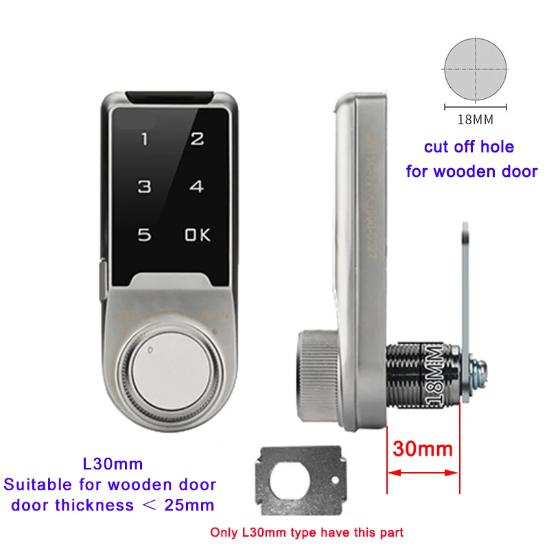 Fechadura Digital Inteligente Com Teclado Sensível Ao Toque Em Liga De Zinco (vertical L30mm) Para Portas E Gavetas De Armários.