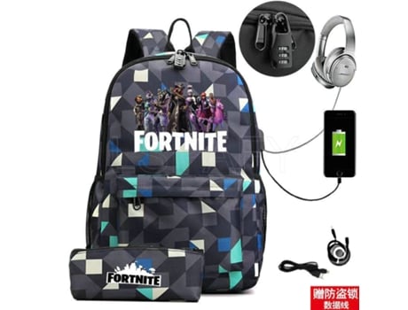 Fortnite Mochila de Estudante Recarregável Usb para Impressão