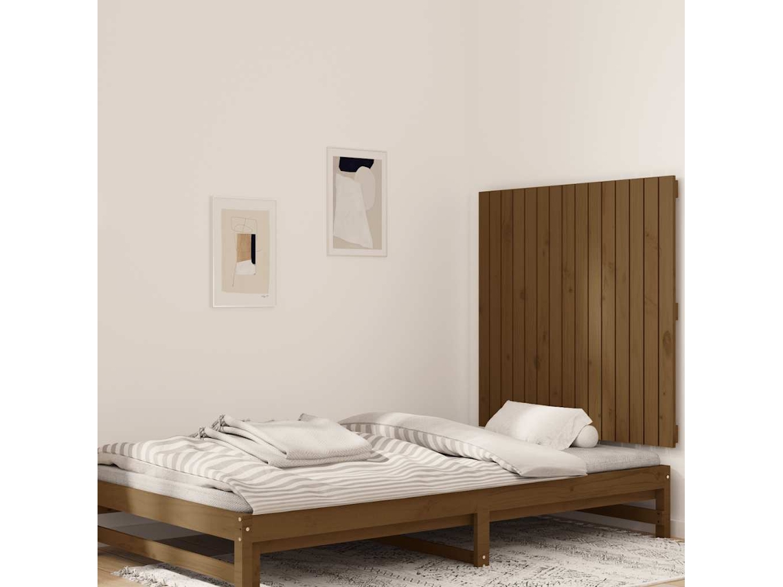 Vidaxl Cabeceira De Parede 95,5x3x90 Cm Pinho Maciço Castanho-mel
