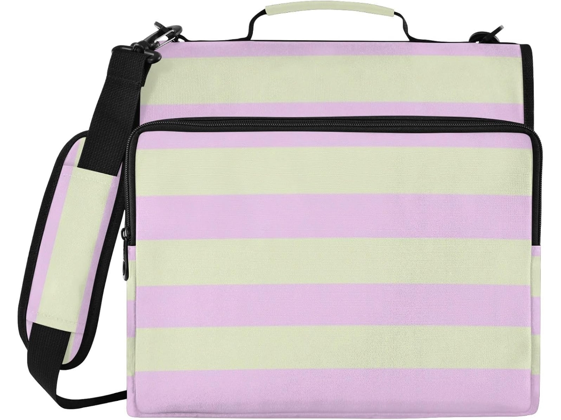 Bolsa Organizadora com 3 Argolas, Zíper e Alça para Documentos, Verde Lilás, 3,8 Cm 34,5 X 31,5 8,9 Seguro