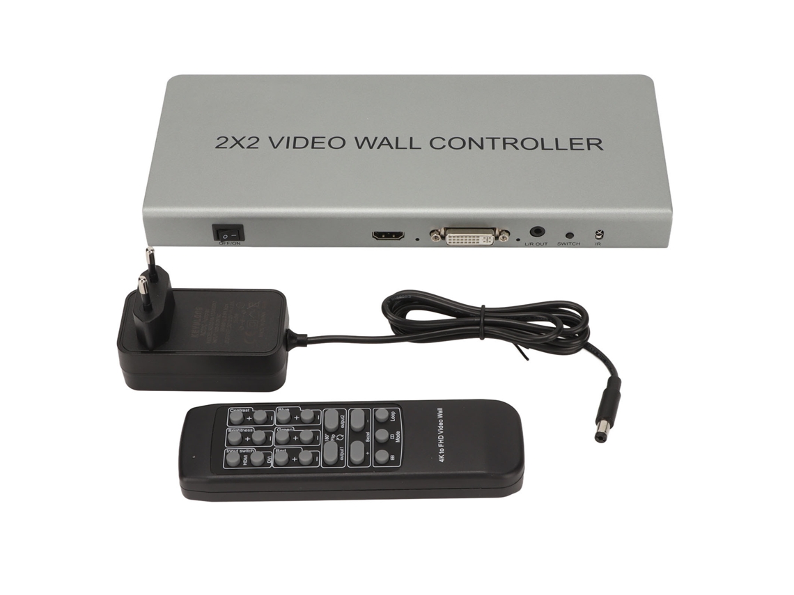 Controlador de videowall com interface HDMI 2x2, alumínio, para TV LCD 1080p, 100-240V CHABERLU