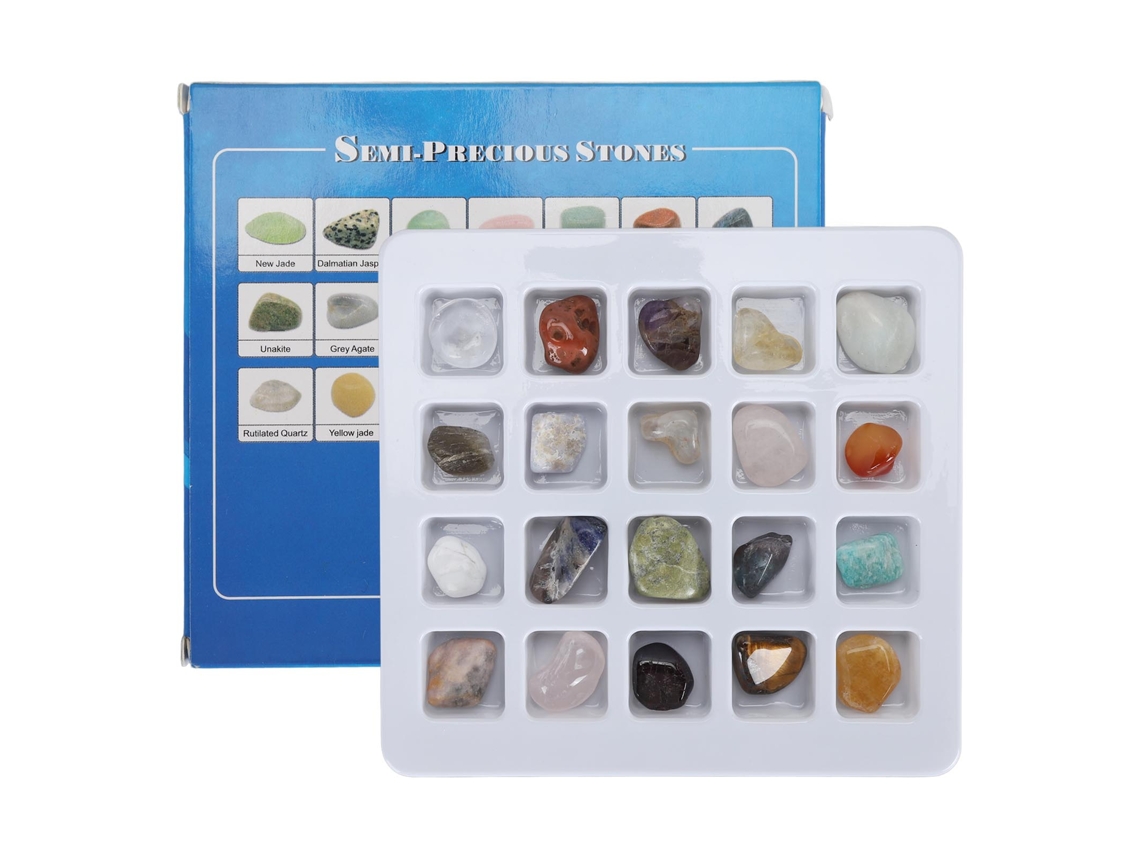 Kit De Coleção De Rochas Profissional Para Crianças 20 Peças Ciência Educacional Mineral