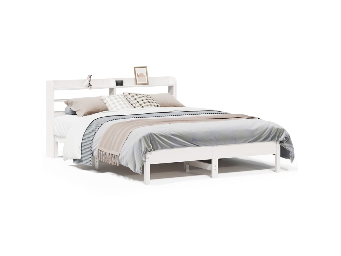 Cama Sem Colchão 150x200 cm Madeira de Pinho Maciça Branco MAISON EXCLUSIVE