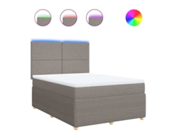 Conjunto 1 Cama Box Spring Vidaxl Marrom-acinzentado Tecido (190 X 144 X 150.5 Cm)