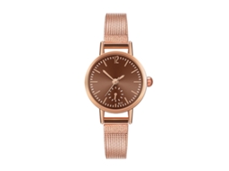Relógio de Pulso de Moda Casual Simples Pulseira de Malha Quartzo Marrom E17 w