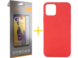 Kit Capa e Película Vidro Full 1X  iPhone 11 Pro Max Accetel Silicone Vermelho