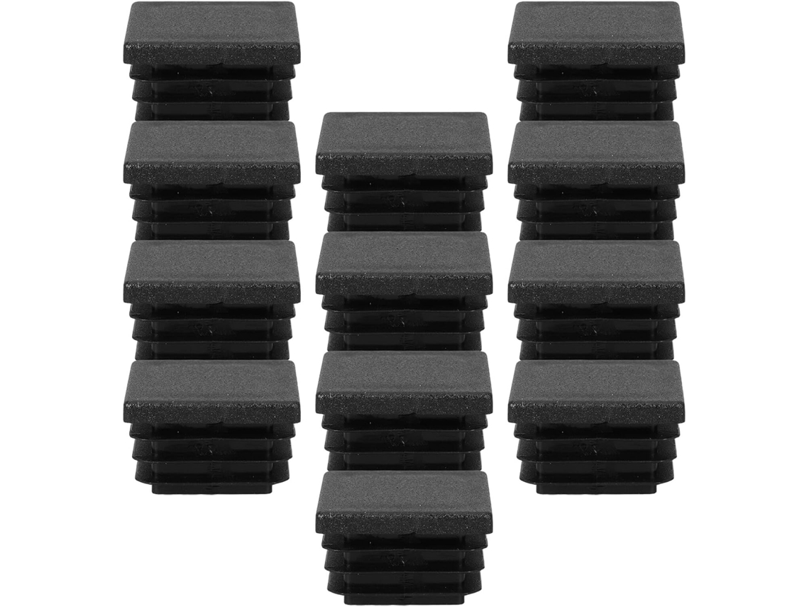 Conjunto De 12-tampas Quadradas Plástico Preto Para Pés Cadeiras E Tubos Vedação Confiável