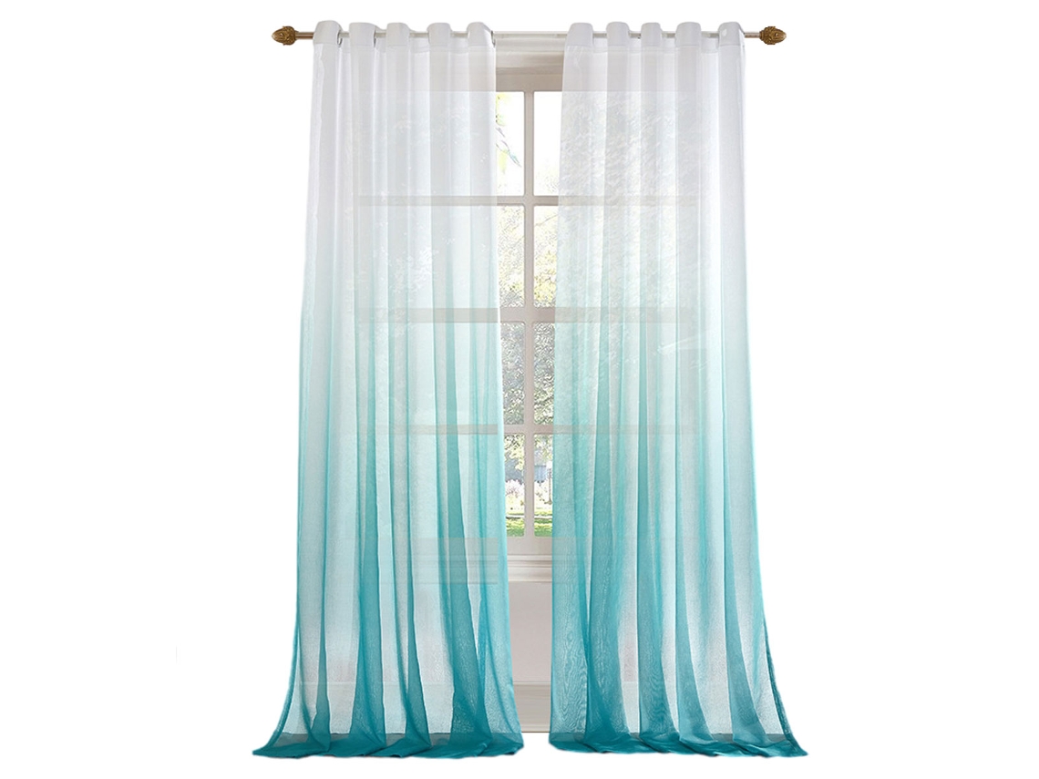 Cortina Translúcida Em Painel De Tecido Linho Rayon Com Gradiente, Mistura De Tecidos Para Sala Ou Quarto