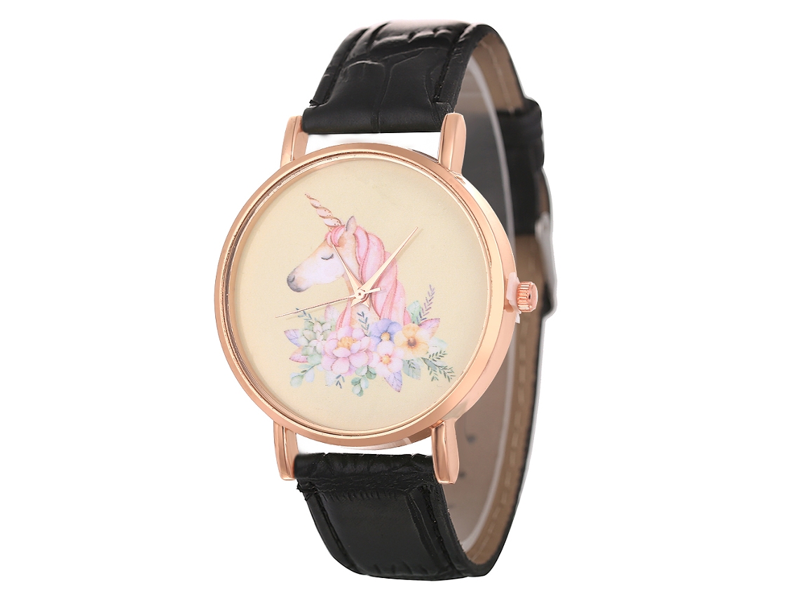Relógio de Quartzo com Pulseira de Couro Estilo Simples Moderno para Jovens Amantes (preto)