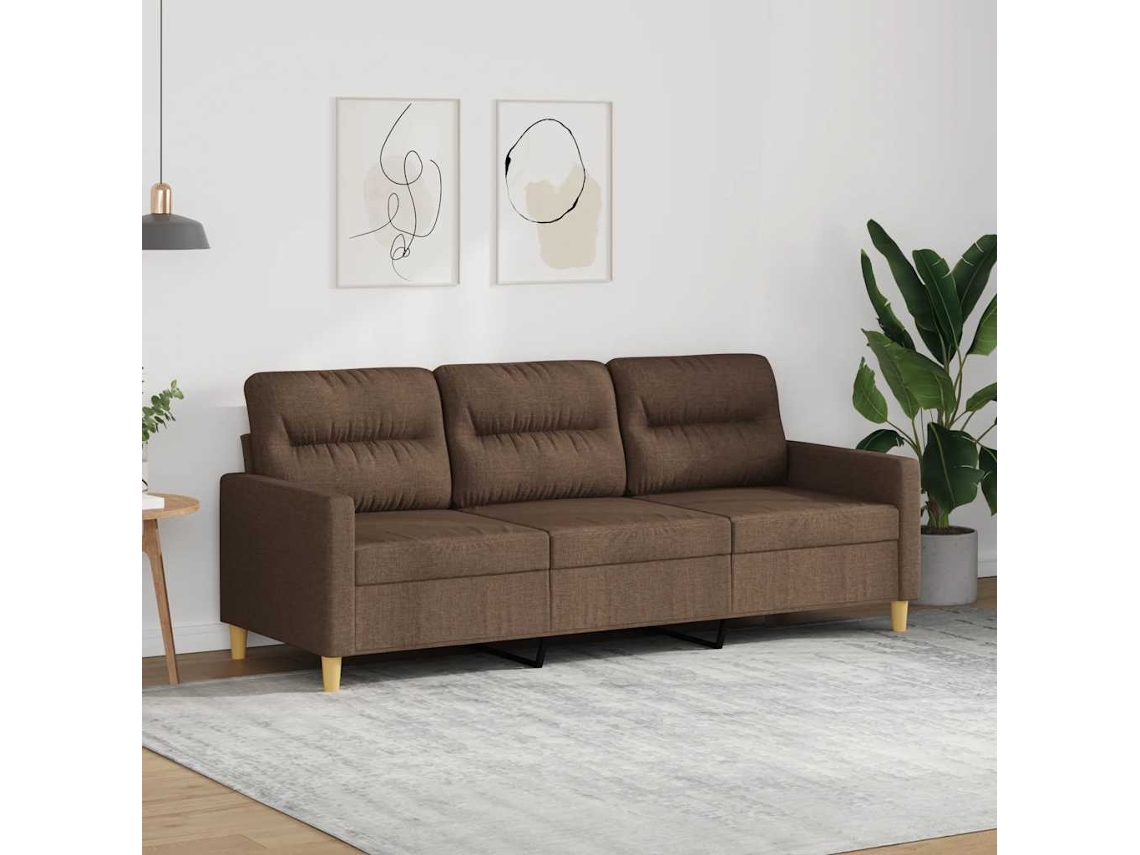 Vidaxl Sofá De 3 Lugares Tecido 180 Cm Castanho