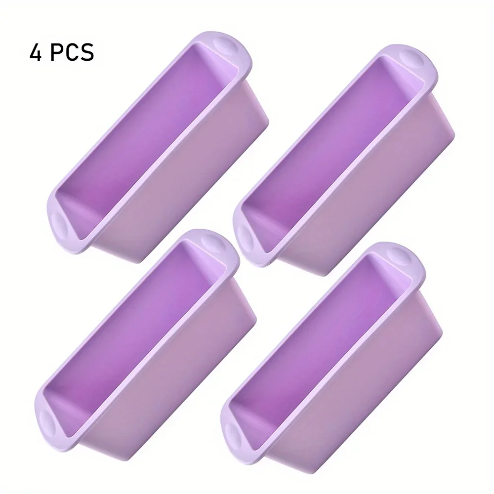 Conjunto de 4 Formas de Silicone Roxas para Bolo. Ideal para Assar Pão e Torradas. MDUG