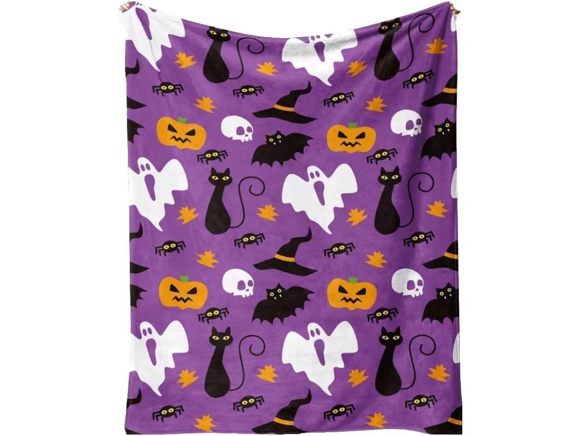 Manta Pequena Syjym Halloween em Flanela com Estampa Digital Confortável Macia e Quente de Dupla Face Ideal Pa