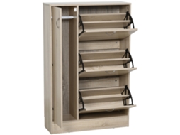 Sapateira Com 3 Portas Para Até 12 Pares De Com Prateleira Ajustável Em 2 Níveis 79x26x120cm Madeira