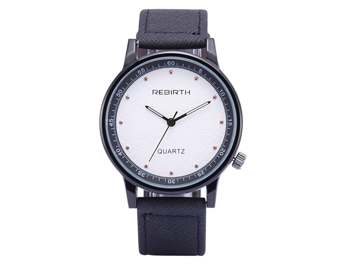 Relógio Analógico de Quartzo com Pulseira Pu Ajustável Estilo Clássico Empresarial (branco Preto)