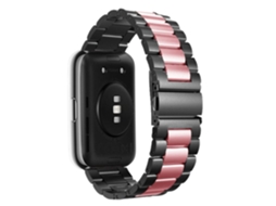Bracelete Aço Ajustável para Huawei Watch Fit 2 Preto e Rosa