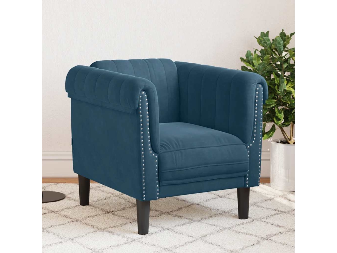 Vidaxl Poltrona Veludo Azul