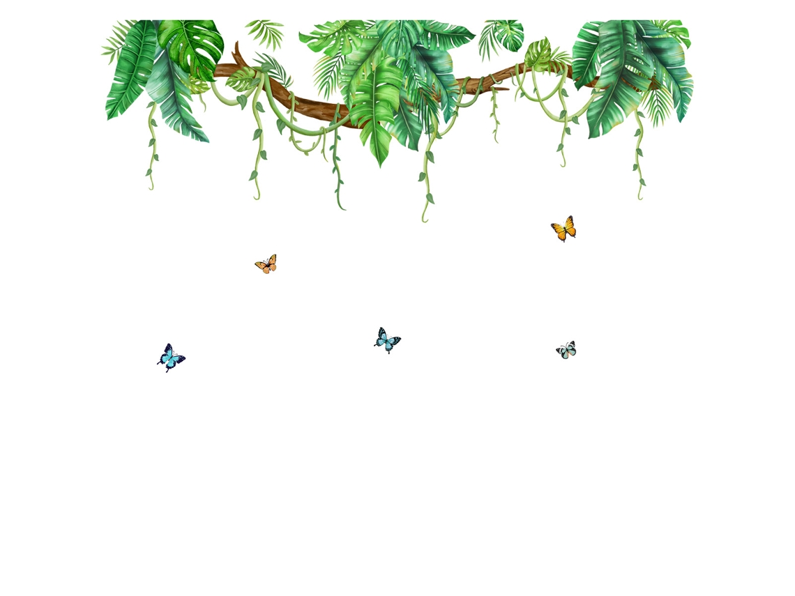 Adesivos De Parede Com Plantas Tropicais Verdes, Adesivos De Parede Com Folhas De Palmeira Slowmoose