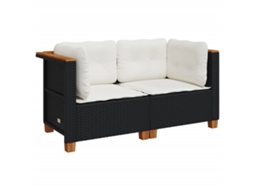 Conjunto 2 Sofá de jardim VIDAXL Preto Rattan / Vime