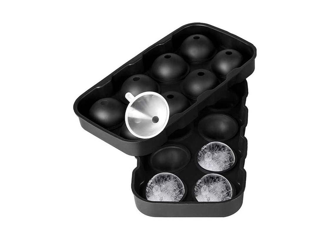 Forma De Gelo Silicone, 8 Cubos De Gelo Grandes, Preta