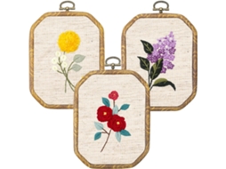 Lurelia Kit Bordado Floral Poliéster 14 X 11 Cm 14,5 11,9 3 Peças Com Bastidor
