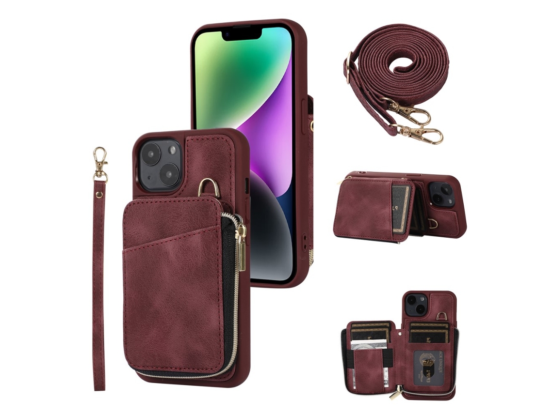 Capa Para Iphone 14 Plus Pele Sintética Vermelho
