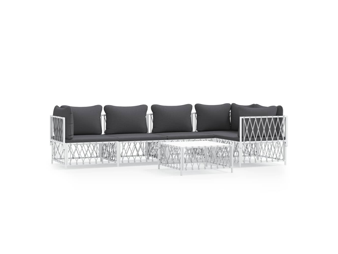 Maison Exclusive - 6 Pcs Conjunto Lounge De Jardim Com Almofadões Aço Branco
