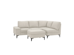 Sofá de canto Colchester de chenille bege com 45 lugares e pufe Concept U