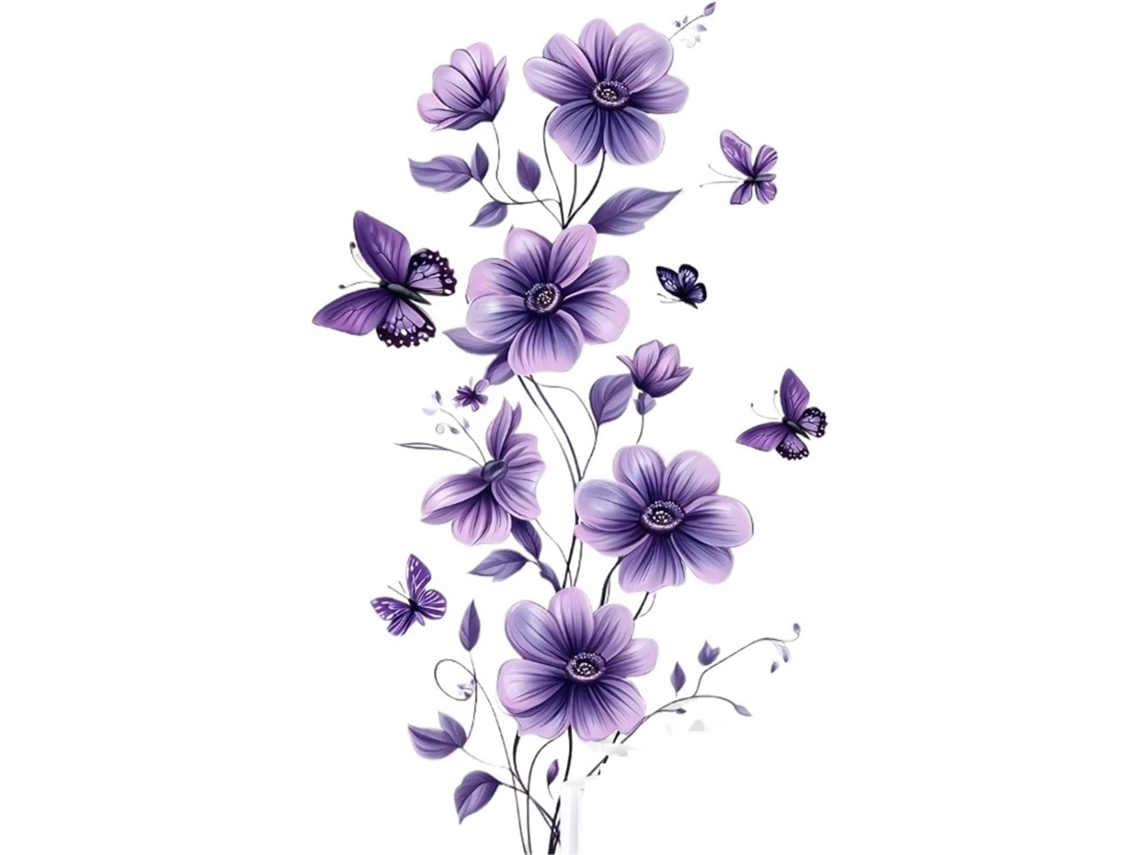 Adesivos De Parede Com Flores Roxas, 1 Unidade, Para Decoração De Quarto, Sala De Estar E Casa. Autoadesivos.
