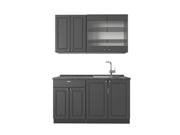 Cozinha Fame Line, 140cm Sem Pt, Anthrazit Dourado Landhaus, Antracite, Vicco