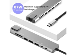 Conector LAXISCREED 8 em 1 Type c com Saída 4k e Carregamento Pd