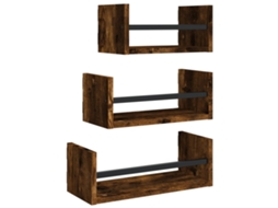 Wall Shelf Set, Wall Shelf Sets Vidaxl Marrom Madeira Processada (n/a)