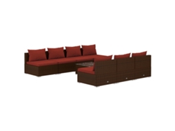 Maison Exclusive - 8 Pcs Conjunto Lounge Jardim C/ Almofadões Vime Pe Castanho
