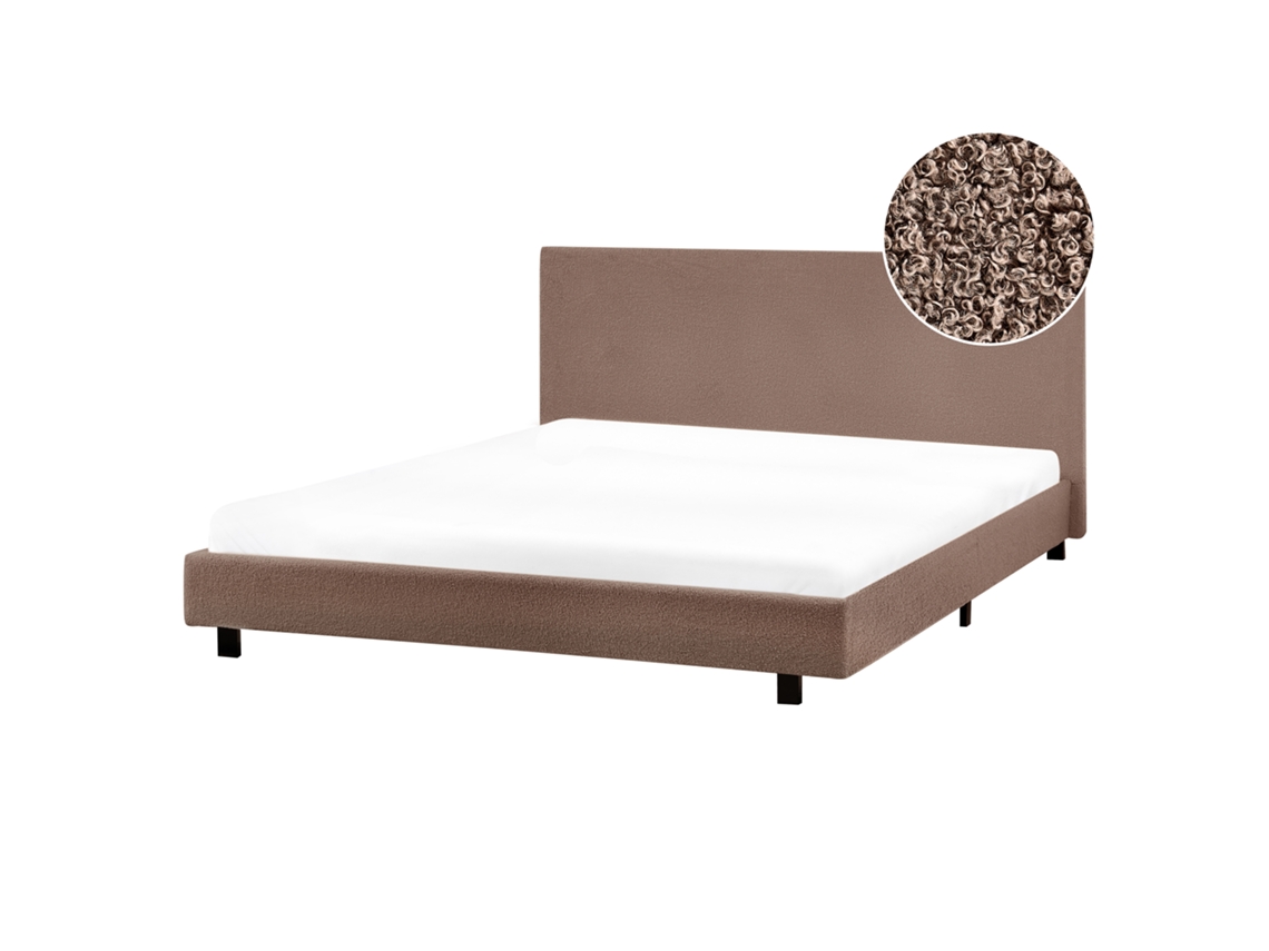 Cama De Agua Beliani Albi De Bouclé Marrón 175x211x94