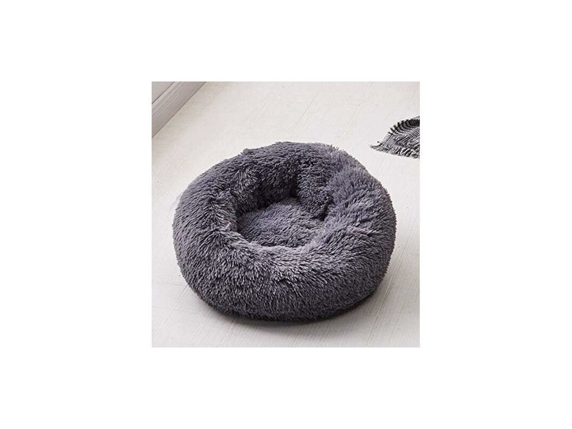 Cama Redonda para Cães e Gatos, Cesto de Pelúcia Colchão Espesso Inverno Tapete Redondo (xs/40cm, Cinza Escuro)