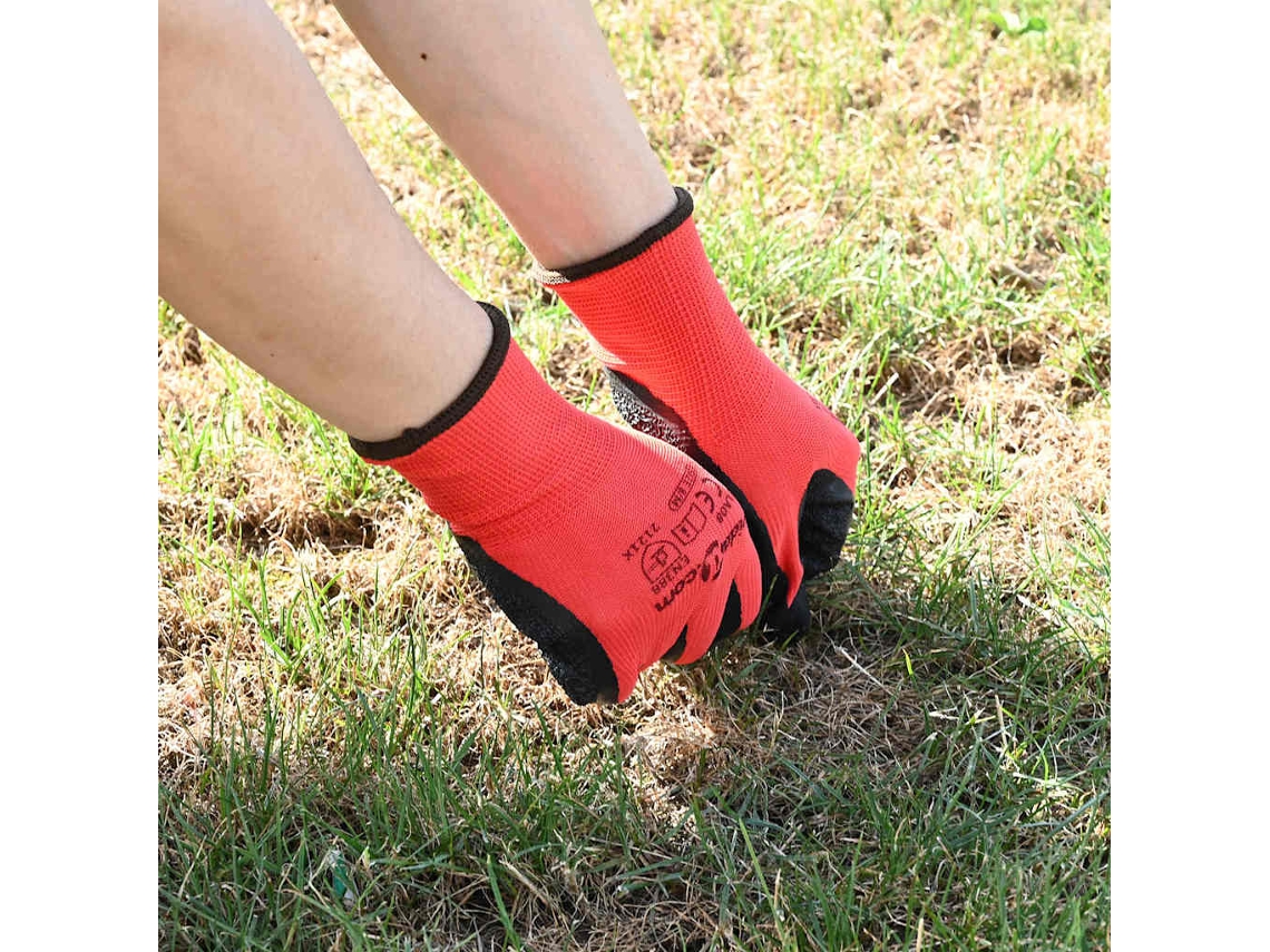 Vidaxl Luvas De Trabalho 12 Unid. Vermelho E Preto 8 / M