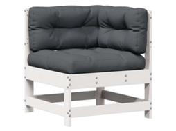 4 Pcs Conj. Lounge de Jardim C/ Almofadões Pinho Maciço Branco MAISON EXCLUSIVE
