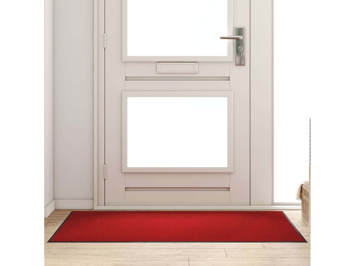 Vidaxl Tapete De Entrada Vermelho E Preto 90 X 150 Cm 100% Poliamida