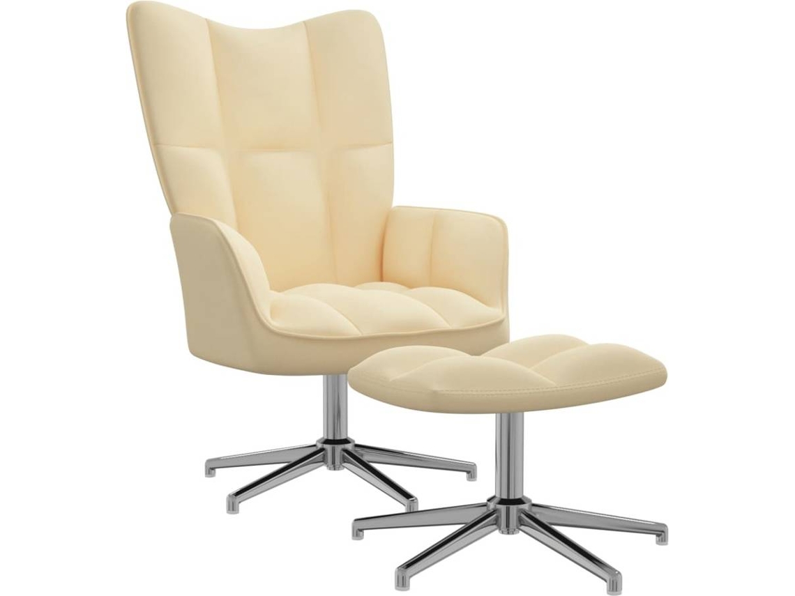 Relaxing Chair With Stool, Relaxing Chairs With Stools Vidaxl Creme Veludo