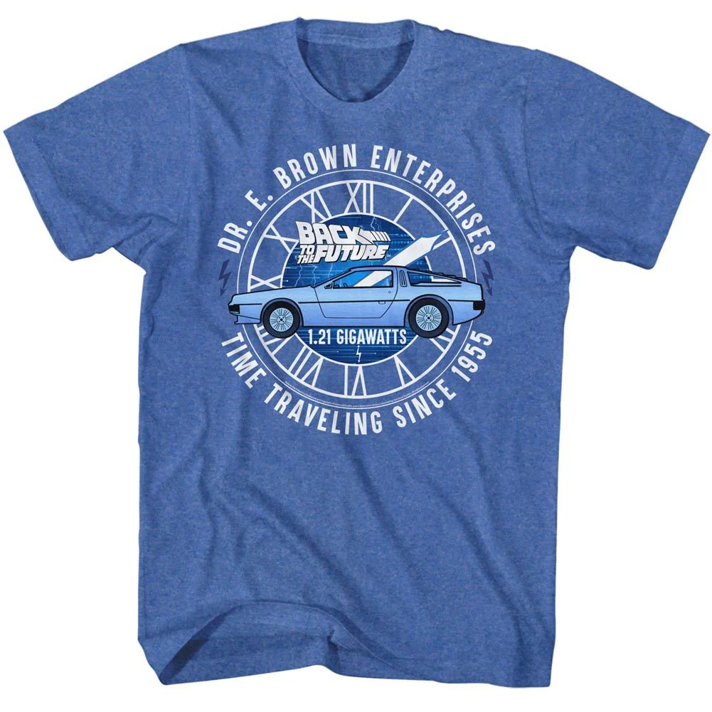 Unisex Adult T-shirt Rockinstone Back To The Future Movie Dr E Brown Enterprises Heather Royal Sizexxxl