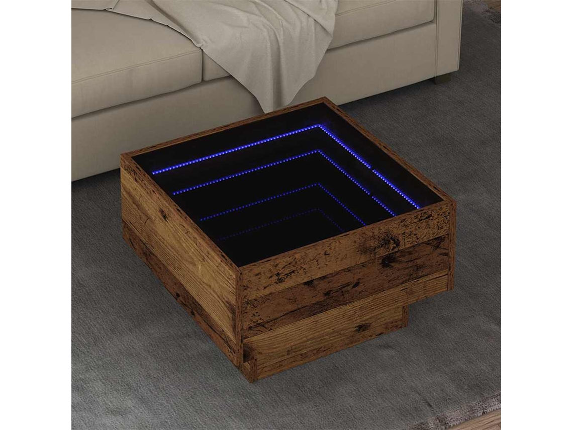 Vidaxl Mesa De Centro Madeira Antiga 50 X 50 X 30 Cm