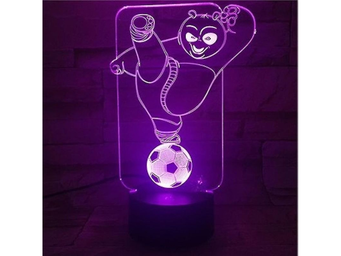 Lámpara De Noche 3d Kung Fu Panda Fútbol Led Cambio De Color Para Dormitorio Mesa