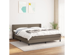 Cama Com Molas/colchão 180x200 Cm Tecido Castanho-acinzentado