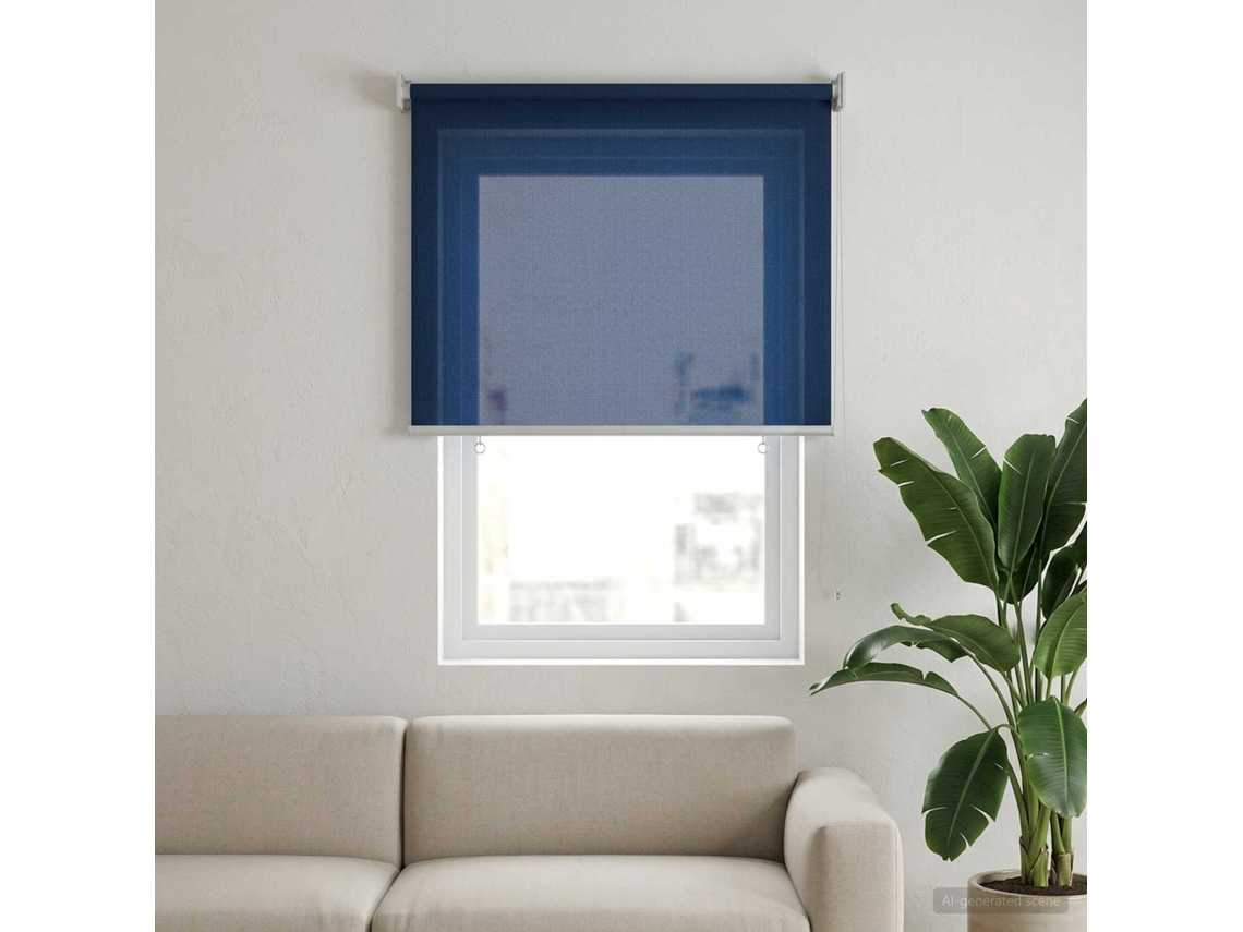 Vidaxl Persiana Rolô Externa Com Bloco De 90% Uv Azul 80 X 140 Cm Hdpe