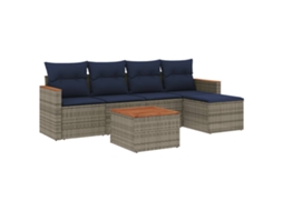 Conjunto de Sofá de Jardim, 6 Peças, Almofadas, Rattan Cinza MAISON EXCLUSIVE