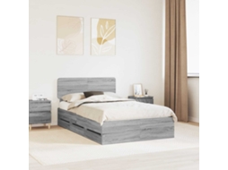 Vidaxl Estrutura Da Cama Com Gaveta Sonoma Cinza 120 X 190 Cm